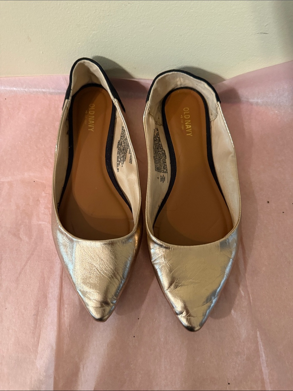 Old Navy Gold Pointed-Toe Ballet Flats